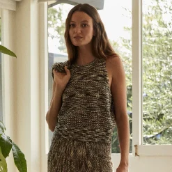 MONROW Space-dye Crochet Racer Tank PECANMULTI Store